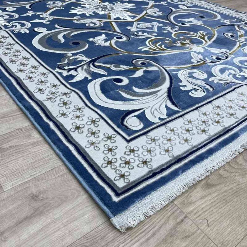 سجاد شرقي تاج نقش ايراني تركي 36023A سماوي مقاس  250*350