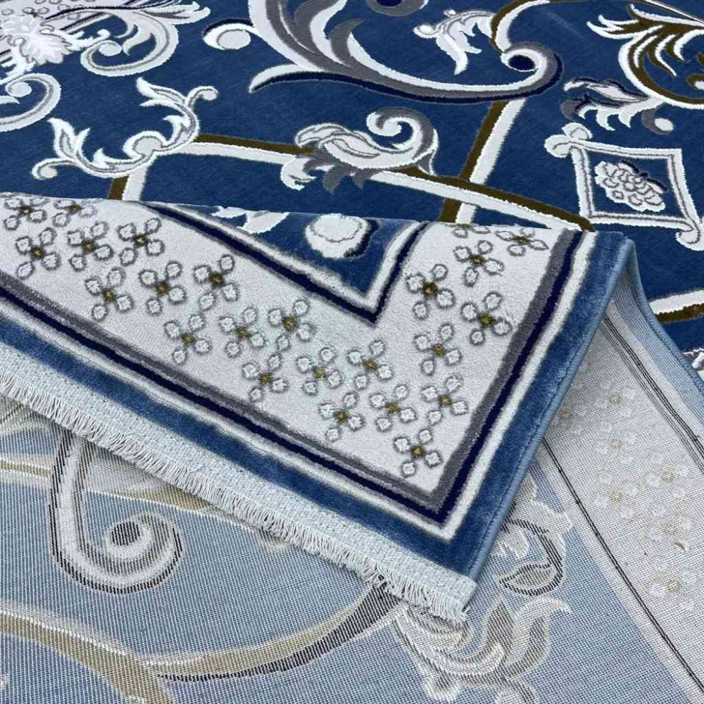 سجاد شرقي تاج نقش ايراني تركي 36023A سماوي مقاس 100*200