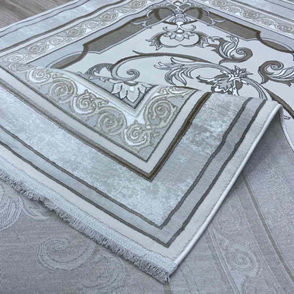 سجاد تركي سيرينتي نشقه ايراني 36235 كريم رمادي فاتح مقاس 300*400