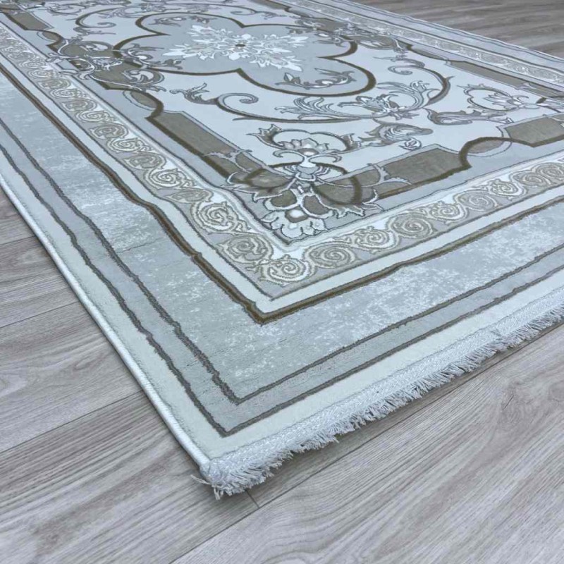 سجاد تركي سيرينتي نشقه ايراني 36235 كريم رمادي فاتح مقاس 400*500