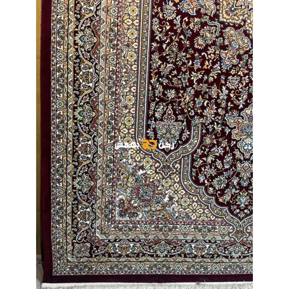 سجاد تركي الفخامة صوف اكرليك خيط مبروم  37878 لون احمر عنابي مقاس 100*200