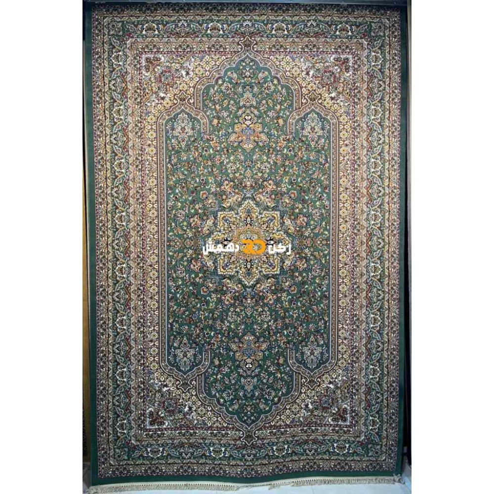 سجاد تركي الفخامة صوف اكرليك خيط مبروم  37878 لون اخضر مقاس 300*400