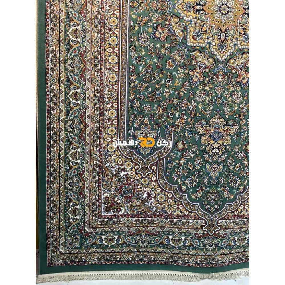 سجاد تركي الفخامة صوف اكرليك خيط مبروم  37878 لون اخضر مقاس 300*400