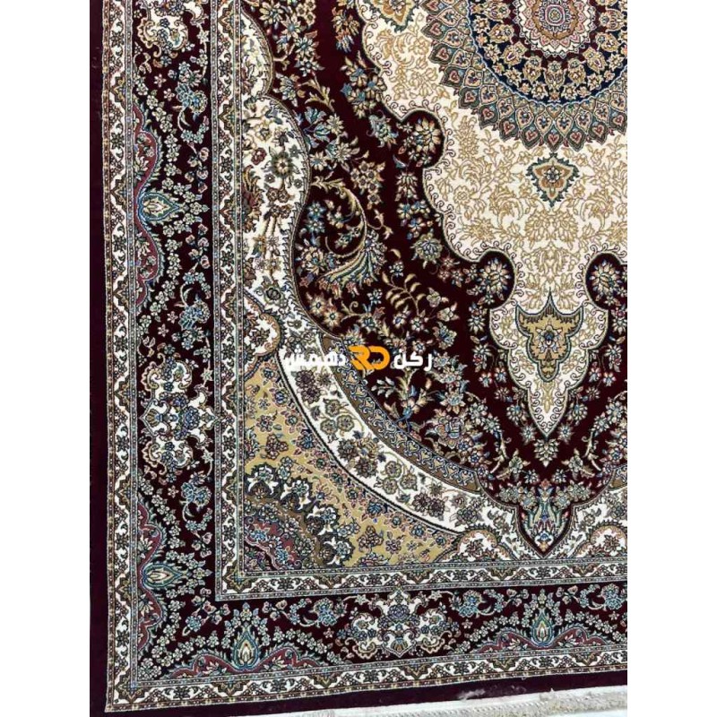 سجاد تركي الفخامة صوف اكرليك خيط مبروم  36963 لون احمر عنابي مقاس 400*600