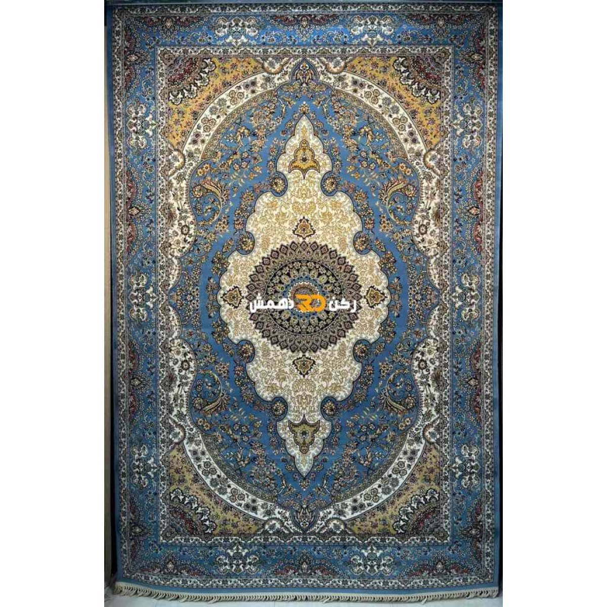 سجاد تركي الفخامة صوف اكرليك خيط مبروم  36963 لون سماوي مقاس 100*300