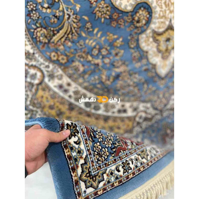 سجاد تركي الفخامة صوف اكرليك خيط مبروم  36963 لون سماوي مقاس 100*300