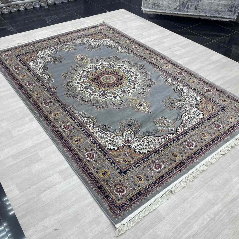 سجاد تركي الماس صوف درجه اولا كلاسيك سميك 38684A رصاصي مقاس 250*350