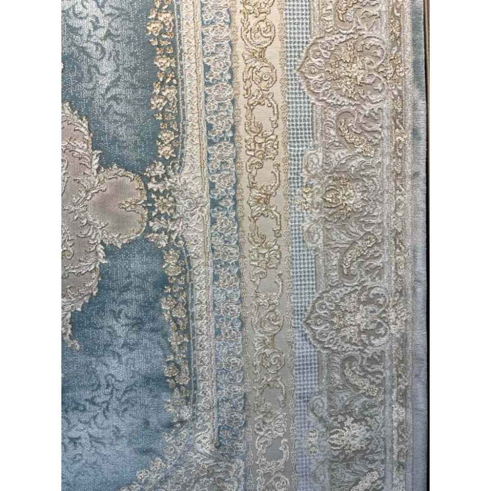 سجاد تركي اليمامة كلاسيك سميك ناعم 40378A سماوي مقاس 100*400