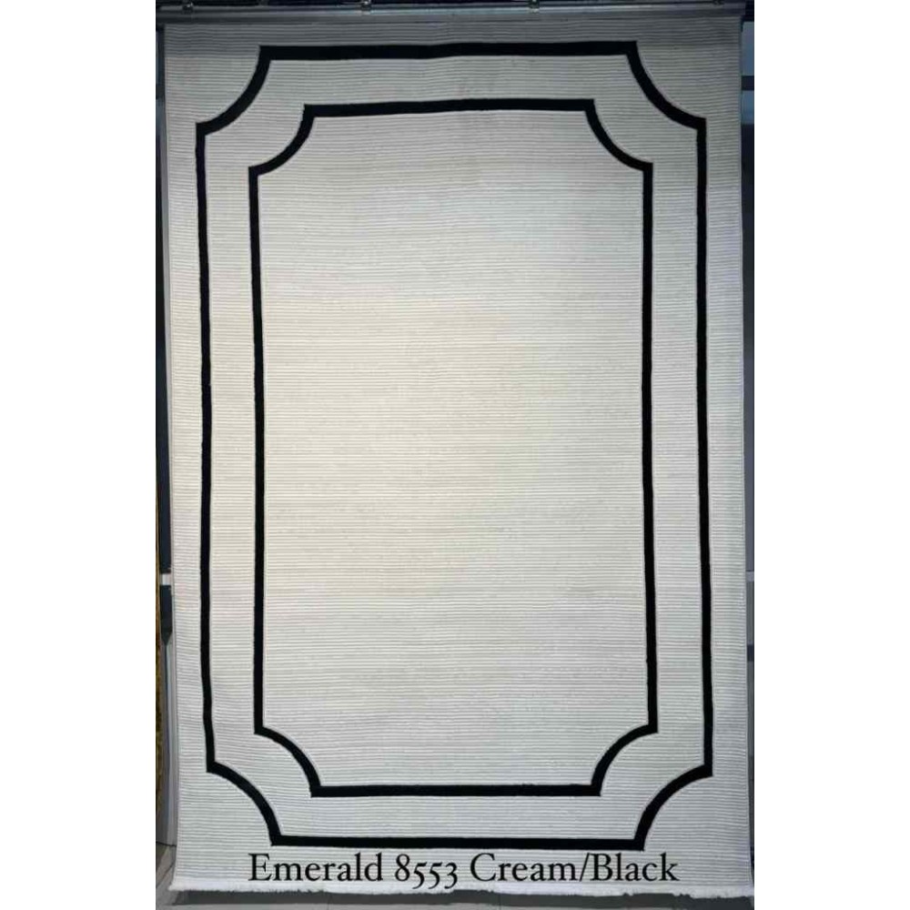 سجاد تركي اطار برواز الزمرد 8553 كريم اسود مقاس 100*400