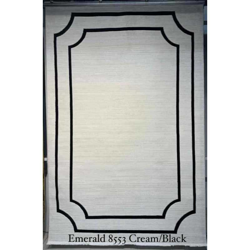 سجاد تركي اطار برواز الزمرد 8553 كريم اسود مقاس 100*400