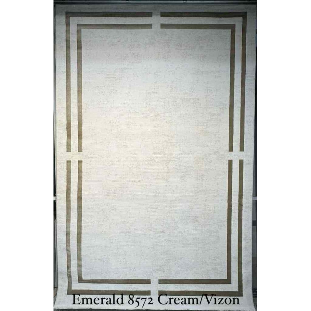 سجاد تركي اطار برواز الزمرد 8572 كريم فيزون مقاس 100*400