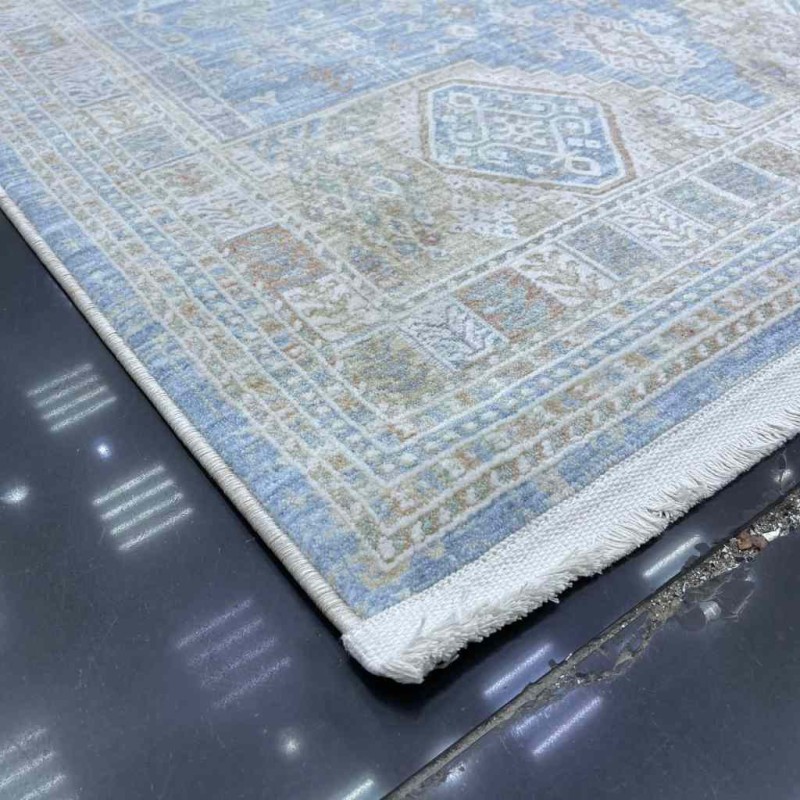 سجاد بوهيمي تركي جاليري F536CT11 سماوي كريم مقاس 80*150
