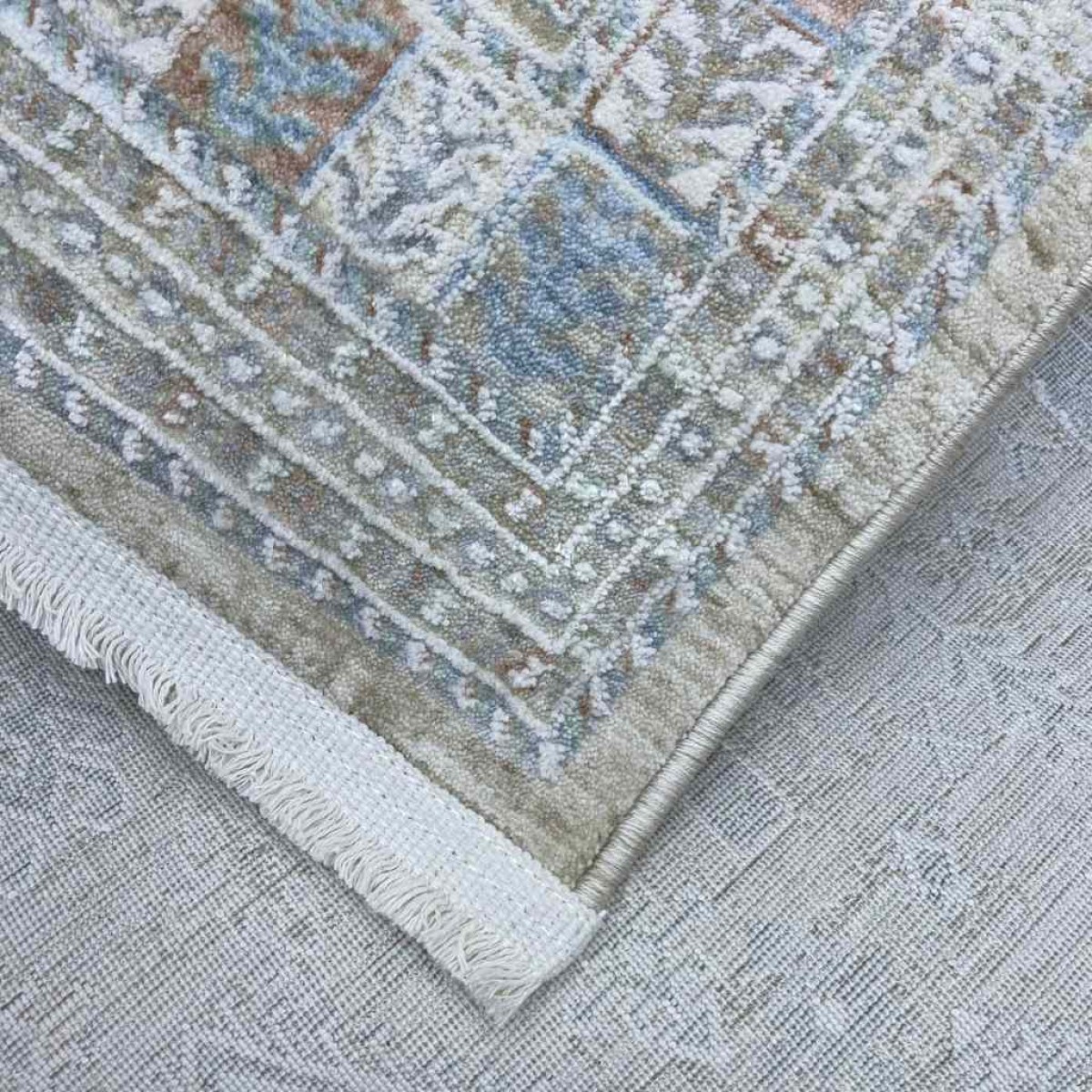 سجاد بوهيمي تركي جاليري F536CT11 سماوي كريم مقاس 100*200