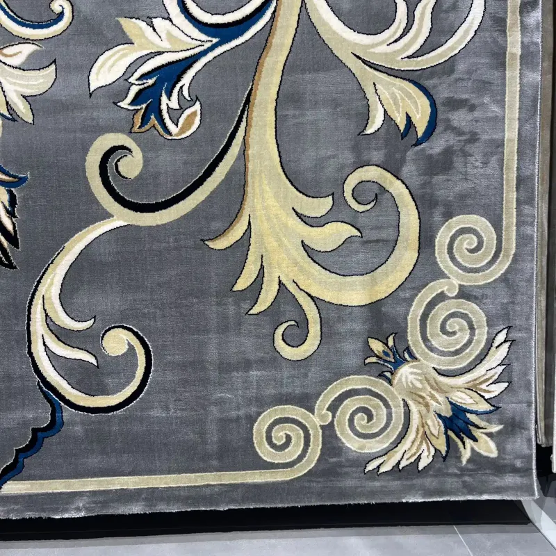 سجاد تركي لمينا نقش فرنسي 40844A رصاصي مقاس 250*350