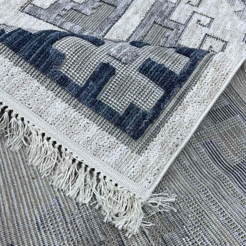 سجاد خيش تركي اوكفيل OH363A سماوي كريم مقاس 120*180