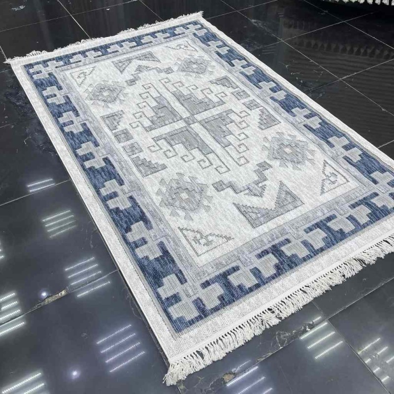 سجاد خيش تركي اوكفيل OH363A سماوي كريم مقاس 120*180