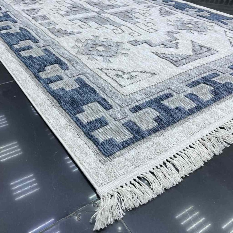سجاد خيش تركي اوكفيل OH363A سماوي كريم مقاس 120*180