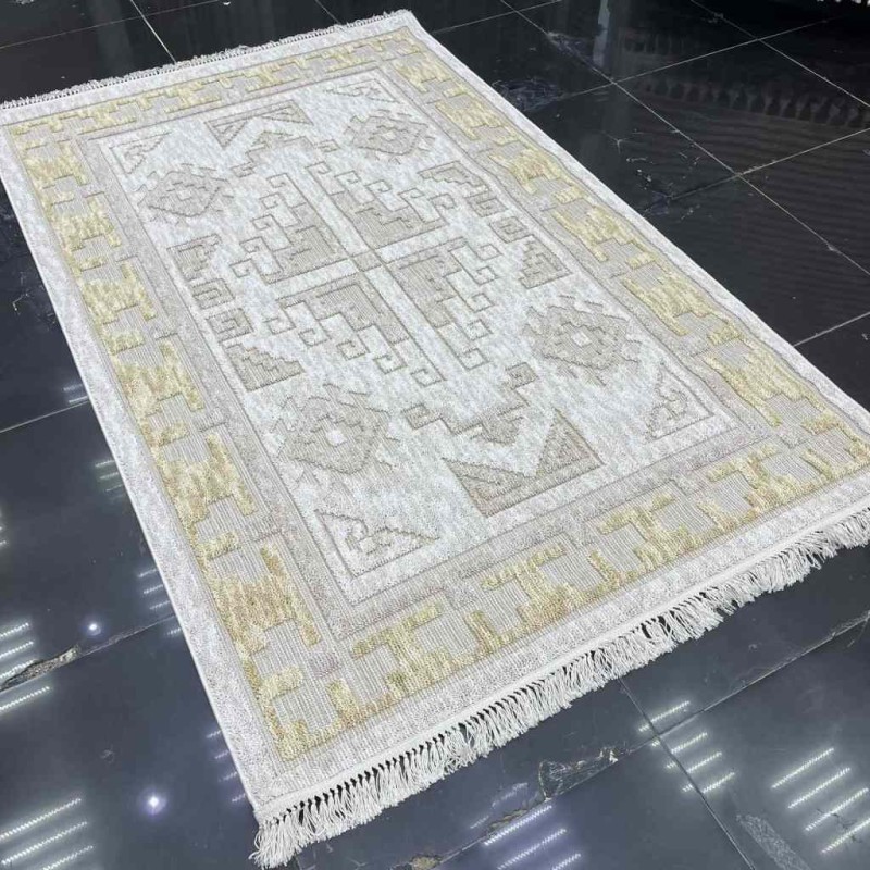 سجاد خيش تركي اوكفيل OH363A ذهبي كريم مقاس 80*150