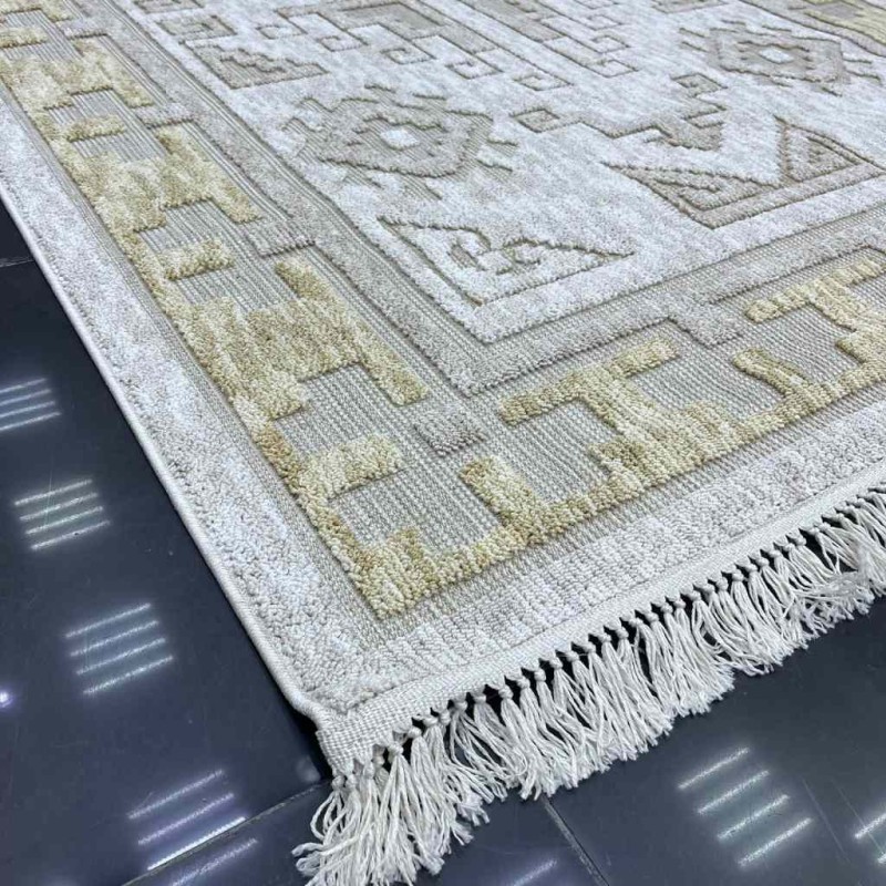 سجاد خيش تركي اوكفيل OH363A ذهبي كريم مقاس 80*150