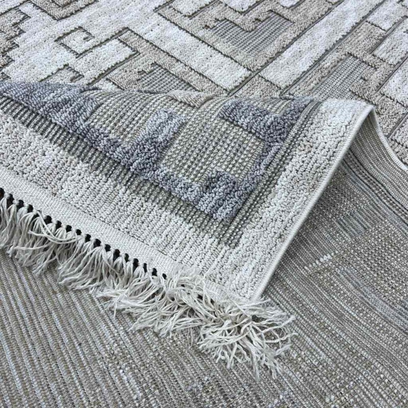 سجاد خيش تركي اوكفيل OH363A رصاصي كريم مقاس 150*230