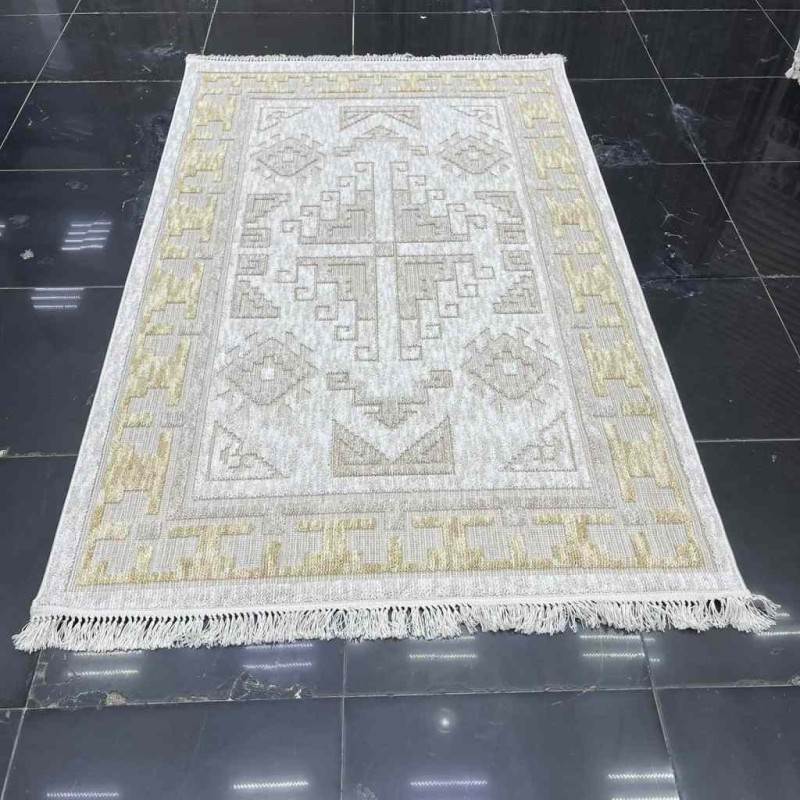 سجاد خيش تركي اوكفيل OH363A ذهبي كريم مقاس 80*150