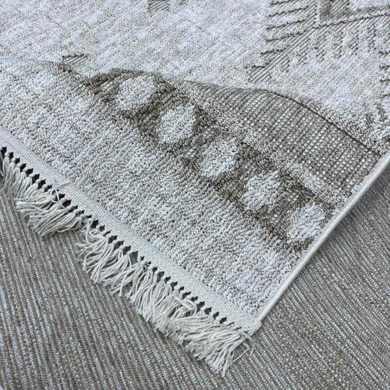 سجاد خيش تركي اوكفيل OF989A بيج غامق كريم مقاس 300*400