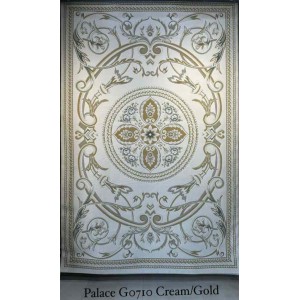 سجاد تركي بالاس G0710 كلاسيك نقش ملكي قصور سميك ناعم كريم ذهبي مقاس 300*400