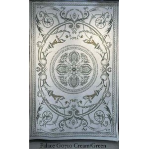 سجاد تركي بالاس G0710 كلاسيك نقش ملكي قصور سميك ناعم كريم اخضر مقاس 250*350