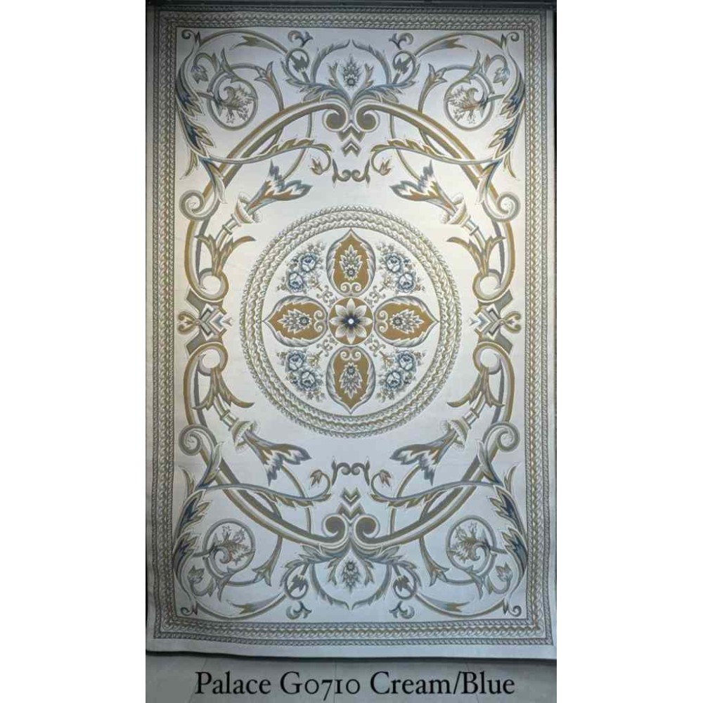 سجاد تركي بالاس G0710 كلاسيك نقش ملكي قصور سميك ناعم كريم سماوي مقاس 250*350