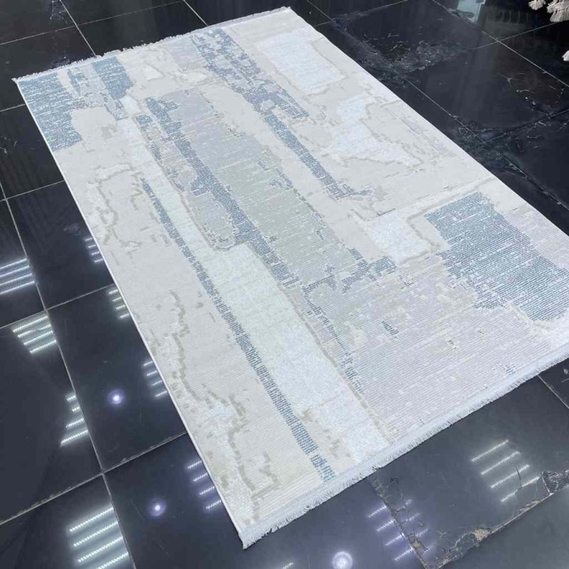 سجاد بيرل تركي 28627A كريم سماوي مقاس 150*230