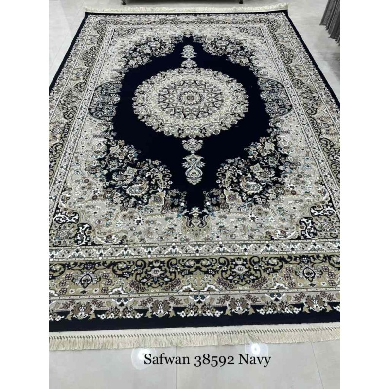 سجاد تركي صفوان كلاسيك سميك ناعم 38592 كحلي مقاس 250*350