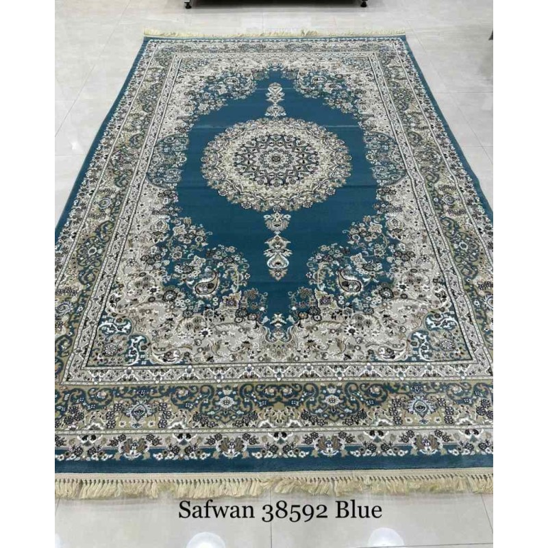 سجاد تركي صفوان كلاسيك سميك ناعم 38592 سماوي مقاس 250*350