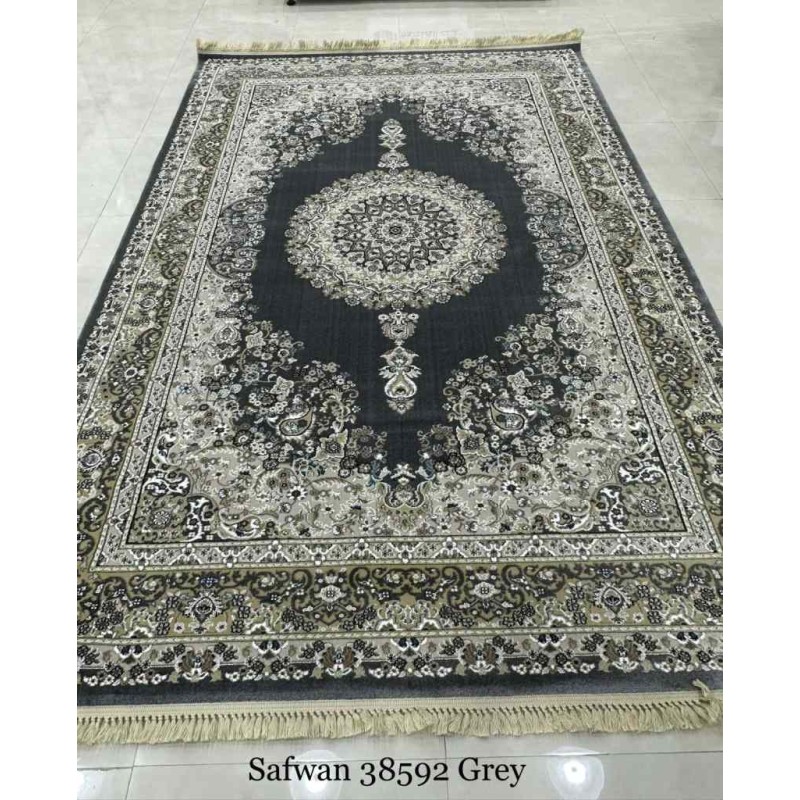 سجاد تركي صفوان كلاسيك سميك ناعم 38592 رصاصي مقاس 100*300