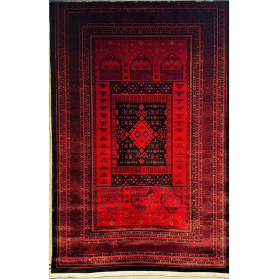 Turkish Samarqand Afghan Pattern Carpet 40294B Red Size 150*230