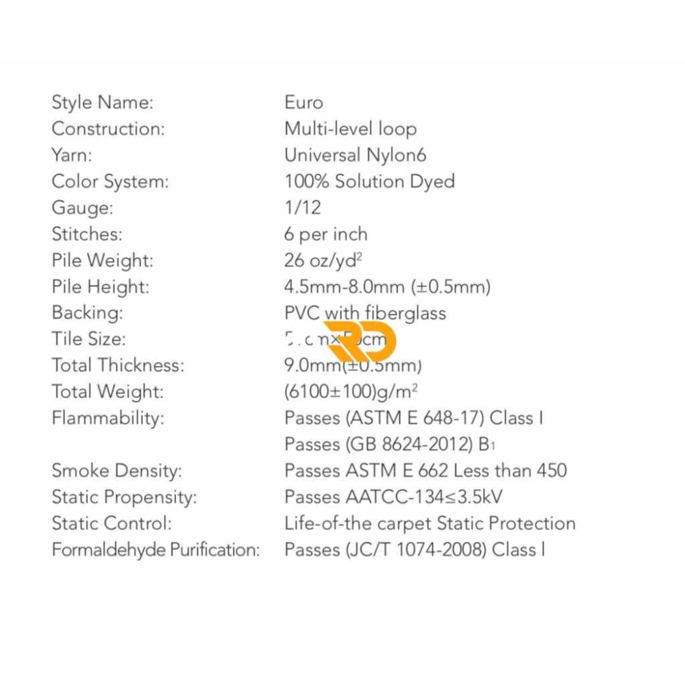 موكيت مربعات ارضيات مكتبية بلاط مكتبي euro 6 يورو 6 مقاس 50*50