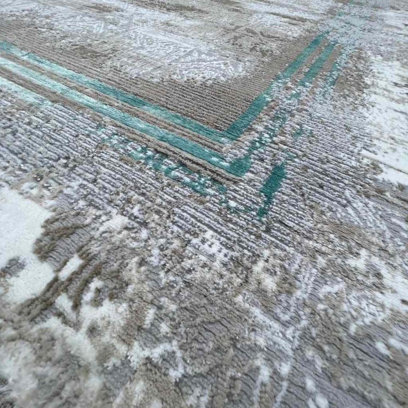 سجاد تركي الماس مودرن 30004D رمادي تركواز مقاس 200*300