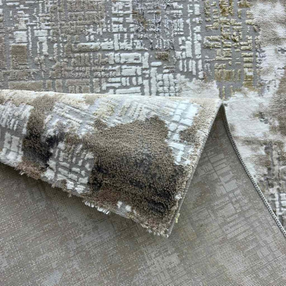 سجاد الماس تركي مودرن 30009A ذهبي رصاصي 150*220