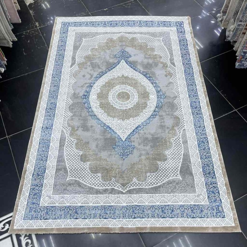 سجاد الماس تركي مودرن 30055B رمادي ازرق 100*300