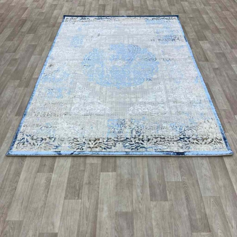 سجاد الماس تركي مودرن 35007A رصاصي ازرق 150*220
