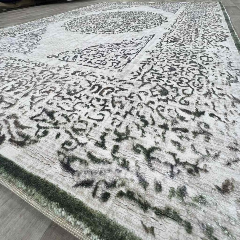 سجاد تركي حديث الماس 35007A بيج أخضر مقاس 150*220