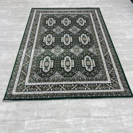 Turkish classic diamond carpet 10939A green color size 100*200