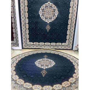 سجاد تركي كاشان دائري 1019A كحلي مقاس 200*200