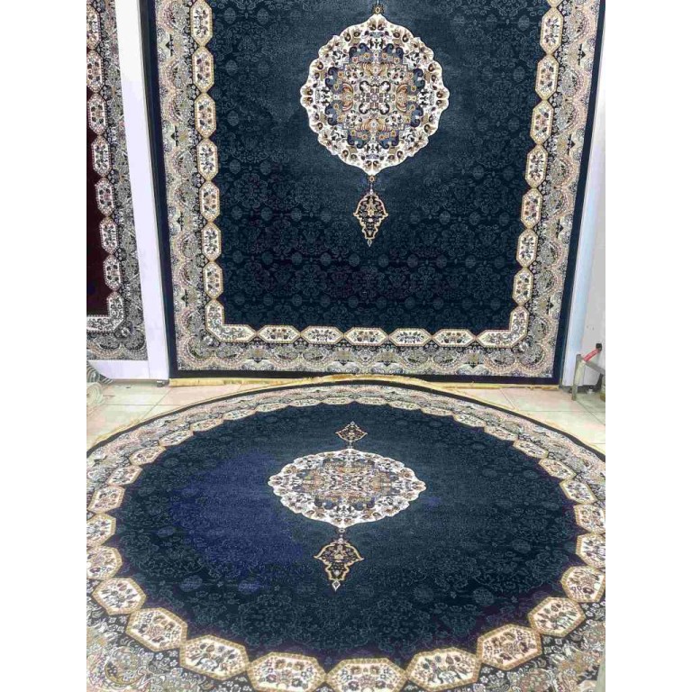 سجاد تركي كاشان دائري 1019A كحلي مقاس 150*150 سجاد تركي كاشان دائري 1019A كحلي مقاس 150*150