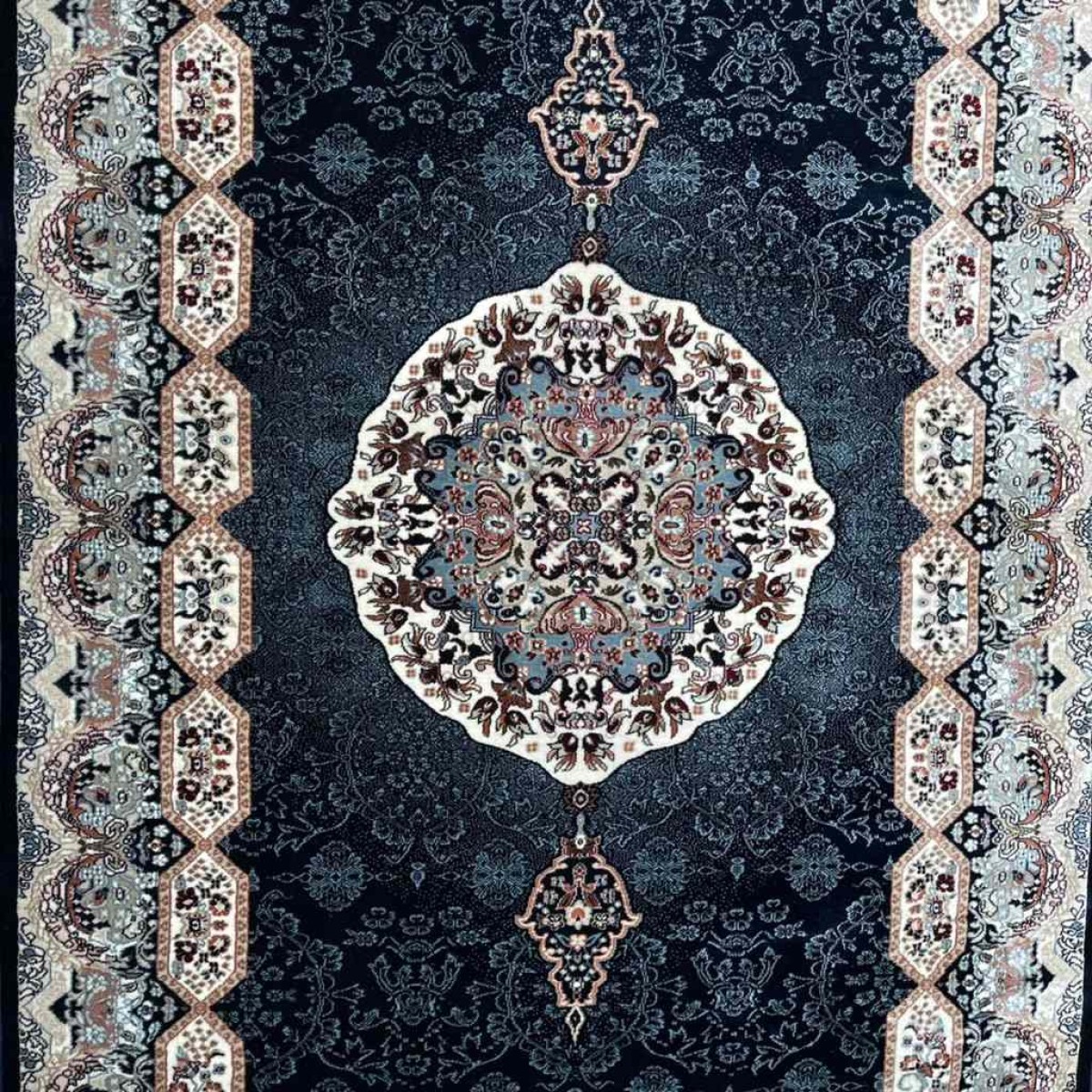 سجاد تركي كاشان 1019A كحلي مقاس 100*300 سجاد تركي كاشان 1019A 11ملى كحلي مقاس 100*300