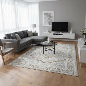 سجاد ارتلاين بوهيمي تركي A193C كريم ذهبي دائري مقاس 150*150