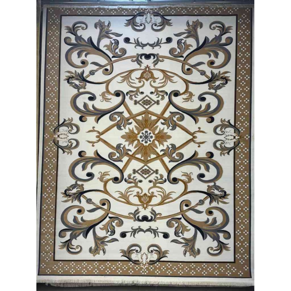 سجاد إيراني درجة أولى سجاد فاخر مصنوع بدقة عالية من أفضل أنواع الصوف والحرير الون  كريم ذهبي مقاس 300*400