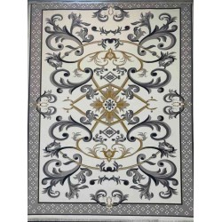 سجاد إيراني درجة أولى سجاد فاخر مصنوع بدقة عالية من أفضل أنواع الصوف والحرير الون  كريم رصاصي مقاس 400*600