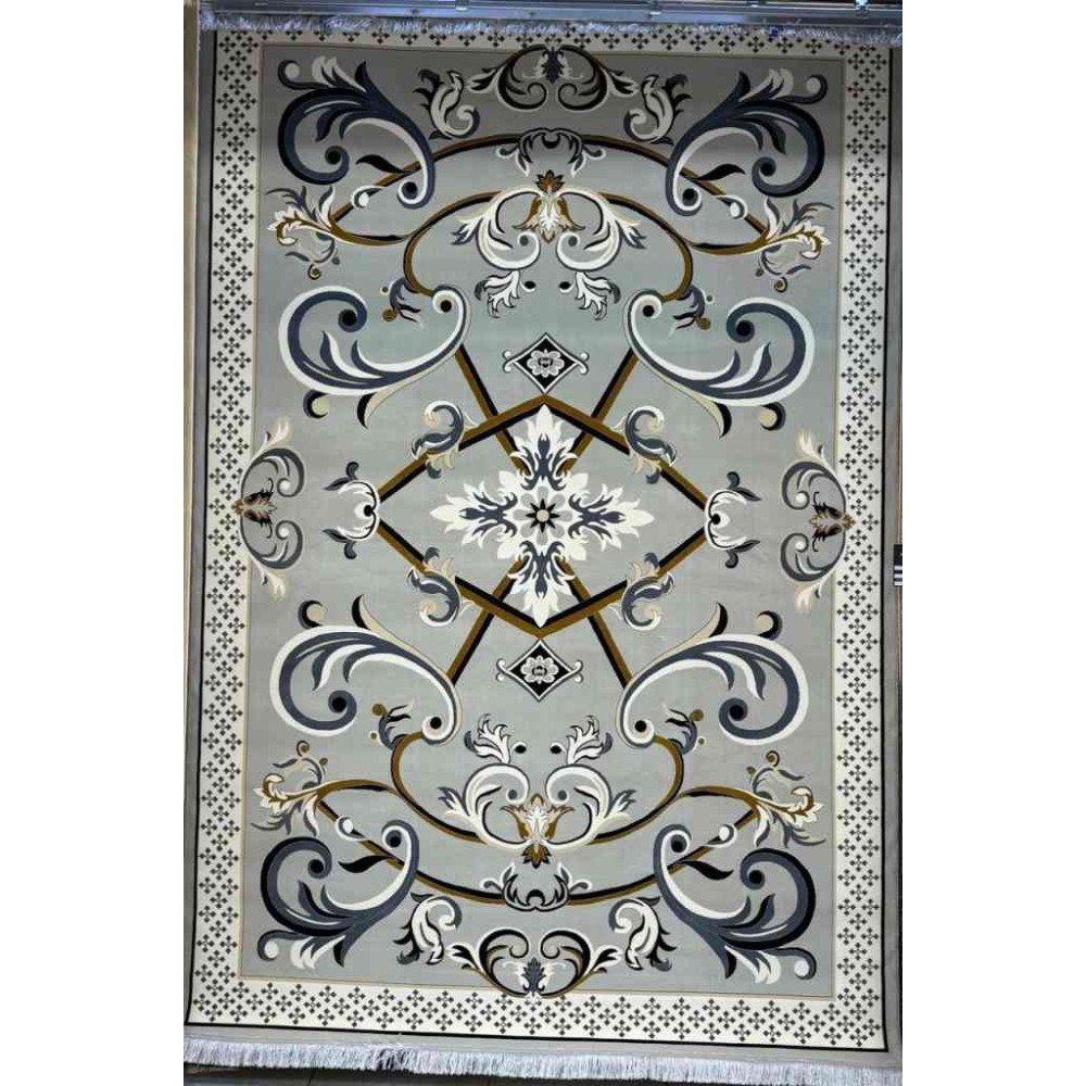 سجاد إيراني درجة أولى سجاد فاخر مصنوع بدقة عالية من أفضل أنواع الصوف والحرير الون رصاصي فاتح مقاس 300*400