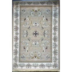 سجاد إيراني درجة أولى سجاد فاخر مصنوع بدقة عالية من أفضل أنواع الصوف والحريرنقشه ملكي الون بيج كريم مقاس 400*600