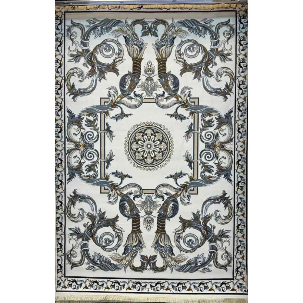 سجاد إيراني درجة أولى سجاد فاخر مصنوع بدقة عالية من أفضل أنواع الصوف والحريرنقشه ملكي2 الون كريم مقاس 400*600